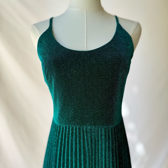 Whistles‎ Sparkle Midi Dress Emerald Green Fit & Flare Size 8 Cocktail Party - Picture 3 of 7